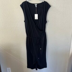 NEW A New Day Black Sleeveless Knit Faux Wrap Dress Size XXL